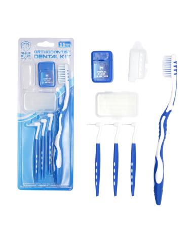 11-part jaw-friendly toothbrush set tooth cleaning plaque removal tool set oral care travel tooth brush set reusable blue