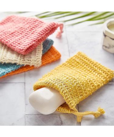 5-Pack Soap Saver Bags - Natural Sisal Exfoliating Pouches for Shower & Bath (White, Pink, Blue, Yellow, Orange) - Buy Online on GoSupps.com