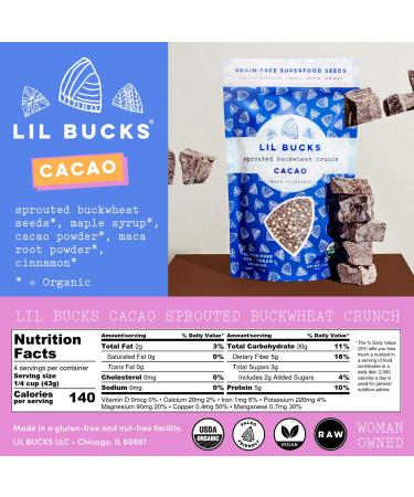 Organic Sprouted Buckwheat Granola (CACAO) - 6oz Pack | Lil Bucks - Buy Online on GoSupps.com