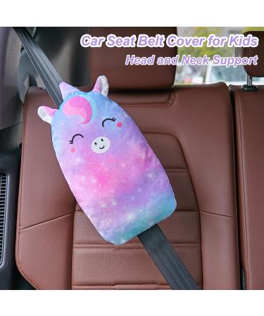 Basumee Unicorn Seat Belt Covers for Kids - Seatbelt Pillow & Head Support for Child | Multi-Coloured - Buy Online on GoSupps.com