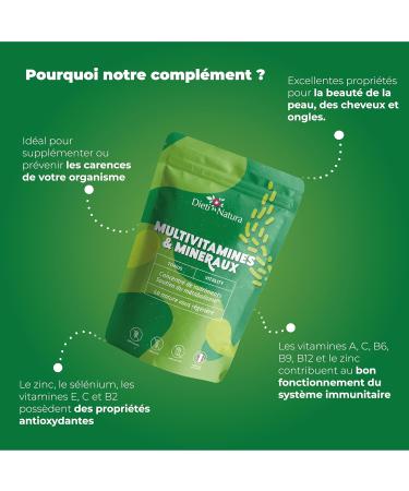 DIETI NATURA - Vitamins & Minerals - Food Supplement - Prevents & Supplements Deficiencies - Immune System - Non-GMO Gluten & Lactose Free - Made in France - 120 Tablets - Buy Online on GoSupps.com