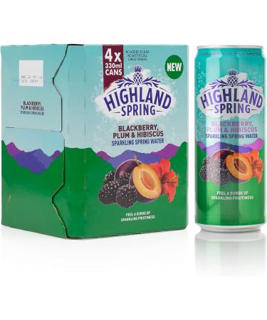 Highland Spring Sparkling Spring Water Blackberry Plum & Hibiscus 4 x 330ml - Buy Online on GoSupps.com