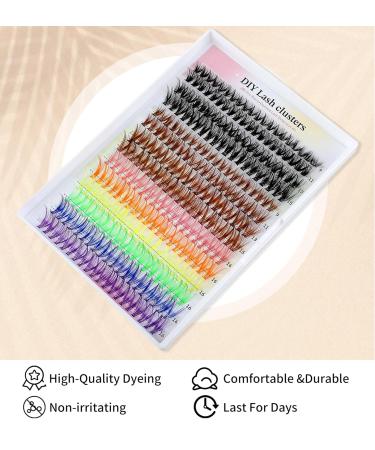Colorful Lash Clusters | 8-16mm Rainbow Individual Lashes | DIY Wispy D Curly Eyelash Extensions - 10 Vibrant Colors - Buy Online on GoSupps.com