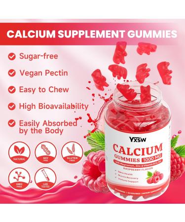 Calcium Gummies 1000mg with Vitamin D3 K2 & B12 Complex High Absorption Potassium Calcium Magnesium Zinc Supplement for Bone Muscle Mood and Immunity Support Raspberry Flavor 120 Count 120 Count (Pack of 1) - Buy Online on GoSupps.com