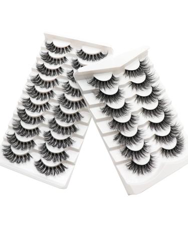 Veleasha Russian Strip Lashes with Clear Band and 18mm Fluffy False Eyelashes Natural Lashes Wispy Eye Lashes 2 Styles 2 Pack
