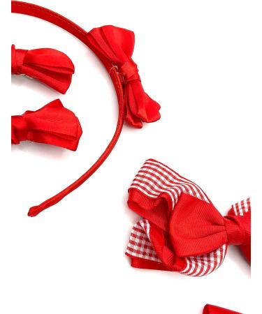 25 Piece Girls School Hair Set Red Hair Accessories Bow Clips Bobbles Headband Girls Hair - Buy Online on GoSupps.com