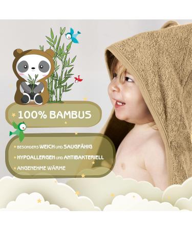 Fuchsundpanda Baby Hooded Towel | Extra Thick & Soft 100% Bamboo | 75x75cm Mojave Beige | Perfect Gift Packaging - Buy Online on GoSupps.com
