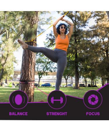 Kutu Tribe 60 ft Slackline Kit with Tree Protectors, Arm Trainer, Ratchet Cover - Ideal for Kids and Adults, Beginner Slackline with Training Line - Includes Carry Bag - Buy Online on GoSupps.com