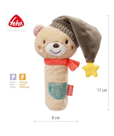 Fehn Stabgreifling B r | Motoric Baby Toy for Motor Skills & Senses | Cuddly Rattle & Squeaky Gift for 0+ Months - Buy Online on GoSupps.com