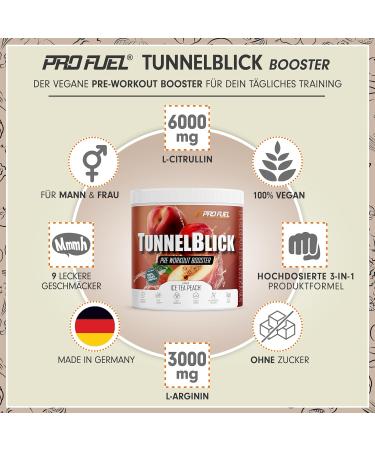 Buy Vegan Pre-Workout Booster Iced Tea Peach 440g - 100% Natural Energy with Citrulline Arginine & Caffeine - 20 Portions for Optimal Performance - Buy Online on GoSupps.com