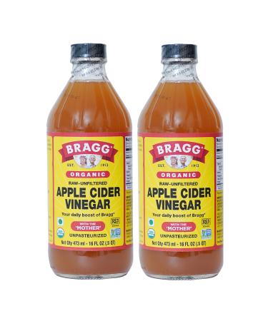 Bragg Organic Apple Cider Vinegar With the Mother USDA Certified Organic  Raw, Unfiltered All Natural Ingredients, 16 ounce, 2 Pack 16 Fl Oz (Pack of 2)