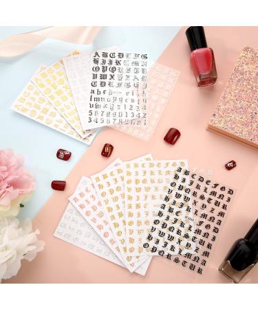 24 Sheets Old English Holographic Letter Nail Stickers - Classic Colors | Alphabet Nail Decals for DIY Nail Decoration by Women & Girls - Buy Online on GoSupps.com