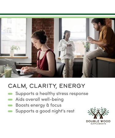 Ashwagandha Capsules 120 Count (500mg Extract 20:1 Potency) Adaptogen Stress Relief by Double Wood - Buy Online on GoSupps.com