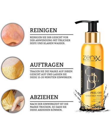 ZENIX Gold Mask - Face Mask with Anti-Ageing Effect - Against Blackheads - Against Pimples - Blackhead Remover Mask - Face Mask - Peel Off - Pimple Removal - Black Mask - Blackhead Mask Face Mask - Buy Online on GoSupps.com