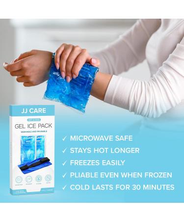 JJ CARE Gel Ice Packs - Pack of 2 Reusable Hot & Cold Compress for Pain Relief - Flexible Therapy for Injuries on Knee, Back, Neck, Wrist & Ankle - Buy Online on GoSupps.com