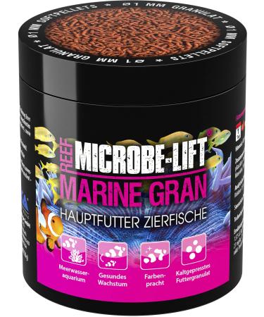 Microbe lift Marine Gran - 250 ml - High quality soft granules Fish feed promotes colors and growth of sea water fishing cold pressed.Fish 250 ml (1 Pack)