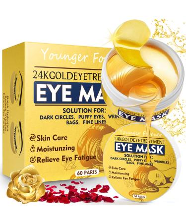 Under Eye Mask 24 Gold Hydrating Eye Patches Amino Acid & Collagen Eye Masks For Dark Circles And Puffiness Women And Man Eye Bags Treatment For Face Care Under Eye Wrinkle Patches For Skin Care 1 Count (Pack of 1)