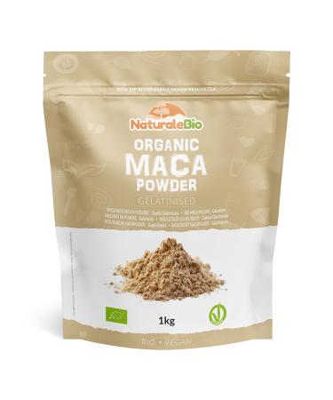 Organic Maca Powder 1kg. Peruvian Natural and Pure from Organic Maca Root. Vegetarian and Vegan Friendly - Gelatinised - NaturaleBio 1 kg (Pack of 1)