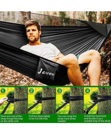 Camping Hammock with Rainfly Tarp & Mosquito Net - Portable Nylon Hammock Bundle for Outdoor & Indoor Use - Holds 772lbs - Buy Online on GoSupps.com