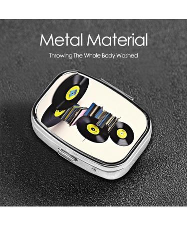 Vinyl Records & Tapes Pill Case | Cute 2-Compartment Travel Pill Box Organizer for Purse & Gifts - Buy Online on GoSupps.com