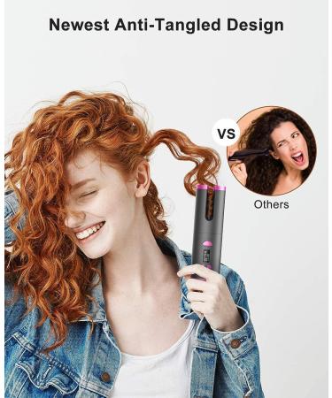 Cordless Rechargeable Auto Hair Curler with 6 Temp & Timer Settings - Portable & Automatic Curling Iron for Girls - Buy Online on GoSupps.com