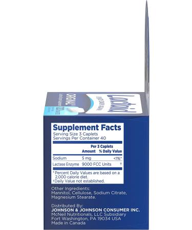 Lactaid Original Strength 120 ct Lactose Intolerance Relief Caplets with Natural Lactase Enzyme - Pack of 1 - Buy Online on GoSupps.com