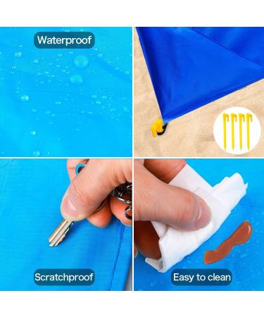 WIWIGO Sandproof Beach Blanket 79 X 83 - Waterproof Outdoor Picnic Mat for Travel, Camping, Hiking - Blue - Buy Online on GoSupps.com