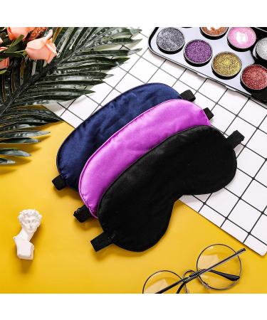 3Pack Silk Sleep Mask Eye Cover for Night Sleeping - Black Blue Purple - Buy Online on GoSupps.com