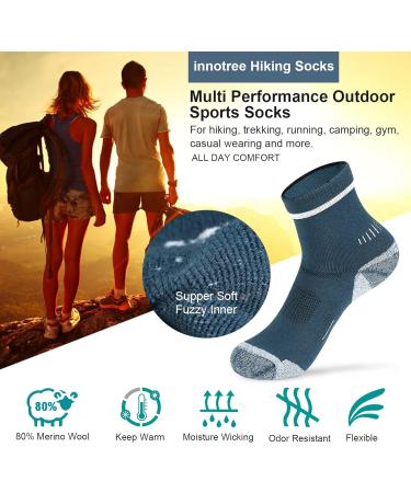 InnoTree Men's Merino Wool Hiking Socks 3 Pack - Full Cushioned Moisture-Wicking Micro Crew Socks - Buy Online on GoSupps.com