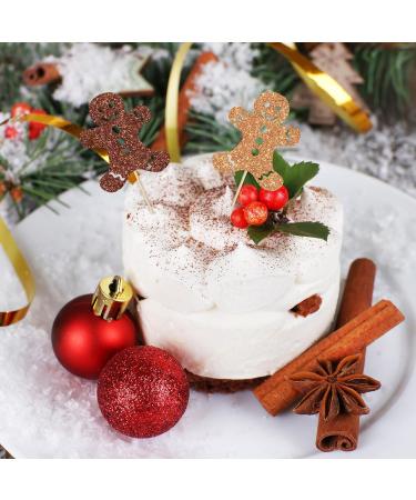 Whaline 48Pcs Christmas Cupcake Topper Glitter Brown Gingerbread Man Cupcake Picks Holiday Food Picks for Xmas Winter Cake Decoration - Buy Online on GoSupps.com