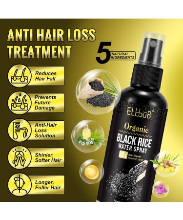 Black Rice Water Hair Growth Serum Spray - Natural Vegan Regrowth Treatment with Castor Oil & Ginger for Damaged Hair - Boost Thickness & Luster - Buy Online on GoSupps.com