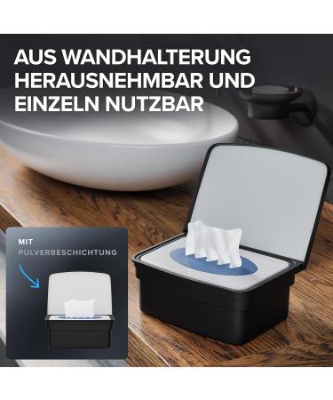 Ovimar Wet Wipes Box with Lid - Noble Black Powder-Coated Stainless Steel | Keep Cosmetic Towels Fresh | Drill Installation - Buy Online on GoSupps.com
