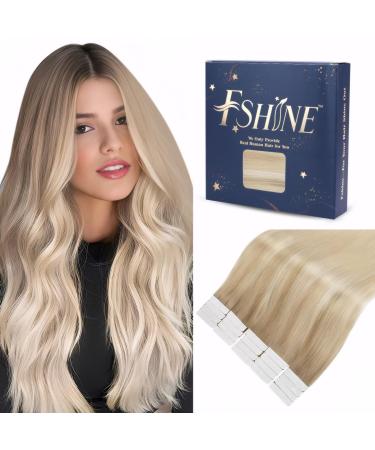 FSHINE BALAYAGE REAL HAIR Extensions Tape Blond 40cm 50g Seamless Skin Weft Remy Tape In Extensions Blonde Ombre Blonde Extensions Real Hair Tape Of course 20 pieces #18/26/60 40 cm