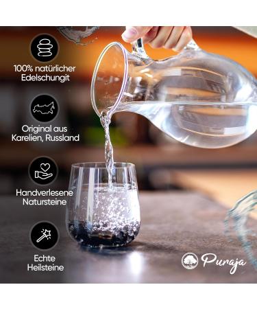 Puraja Edelwungit Water Stones | Elite Schungit Stones for Water Treatment | Natural Healing Stones from Karelia | Certified 100g Pack - Buy Online on GoSupps.com