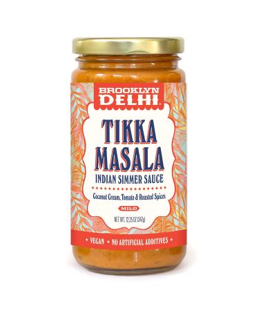 Brooklyn Delhi Tikki Masala - Indian Simmer Sauce - Tangy Tomatoes, Luscious Coconut Cream, Roasted Spices - 12oz - Mild Enough for a kid, Flavorful Enough for a Foodie - Vegan - No Artificial Additives Tikka Masala 12.2