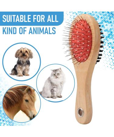 Wooden Dog Brush for Grooming Double Sided Pet Hair Grooming Brushes Shedding Messaging & Cleaning 2 in 1 Pin & Bristle Soft Dogs Comb Brush for Dogs & Cat Long or Short Haired - Buy Online on GoSupps.com