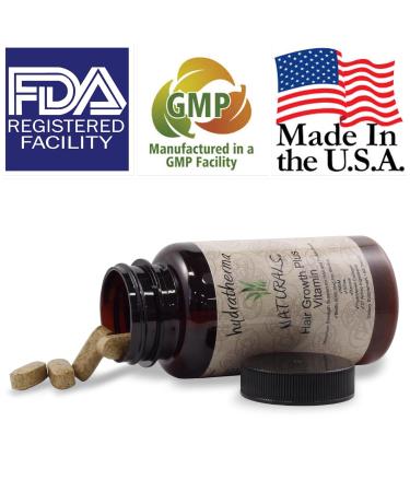 Hydratherma Naturals Hair Growth Plus with 5000mcg Biotin | 27 Natural Ingredients for Stronger Hair Skin & Nails | Maximum Strength 60 Tablets - Fast International Shipping - Buy Online on GoSupps.com