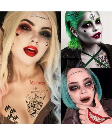 GOROMON The Joker Temporary Tattoos - Halloween Makeup Kit for Adults - 6 Sheets - Buy Online on GoSupps.com