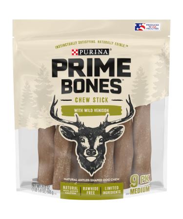 Purina Prime Bones Natural Dog Treats, Medium/Large Dog Chew Stick (Medium) Venison 9 Count (Pack of 1)