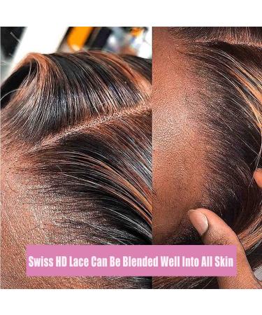 Highlight Ombre Lace Front Human Hair Wig 1B/30 Black Brown 24 Deep Wave Honey Blonde 180% Density - Buy Online on GoSupps.com