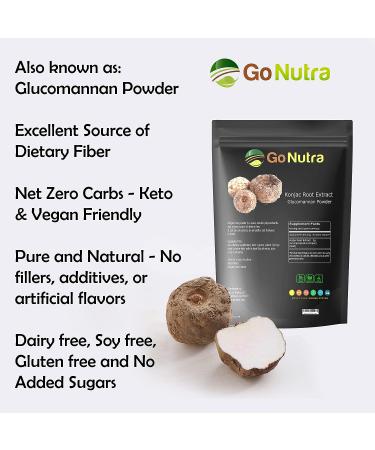 Konjac Root Extract Powder 2.2lb - Glucomannan Prebiotic Fiber Supplement for Regularity & Keto Diet - Cornstarch Substitute - Amorphophallus Konjac Pure 1kg - Buy Online on GoSupps.com