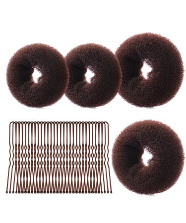 URAQT Hair Donut Bun Maker Set 4 Pcs Ring Style Donut Bun Shaper with 30 Hair Pins Brown Chignon Doughnut Bun Hair Accessories for Girls Kids Women DIY Chignon Hair Styles Brown-2 Sizes - Buy Online on GoSupps.com