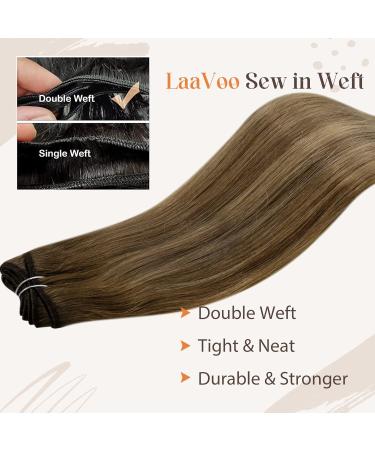 LAAVOO Real Hair Sew-In Extensions | 35cm Balayage Brown Ombre Weft | Remy 80g #8/16/8 - Buy Online on GoSupps.com