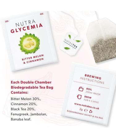 NUTRAGLYCEMIA - Diabetic tea | Diabetes Tea High Blood Sugar Support - Includes Bitter Melon Fenugreek & Banaba Leaf - 60 Enveloped Tea Bags - by Nutra Tea - Herbal Tea - (3 Pack) 3 Pack (60 Tea Bags) - Buy Online on GoSupps.com
