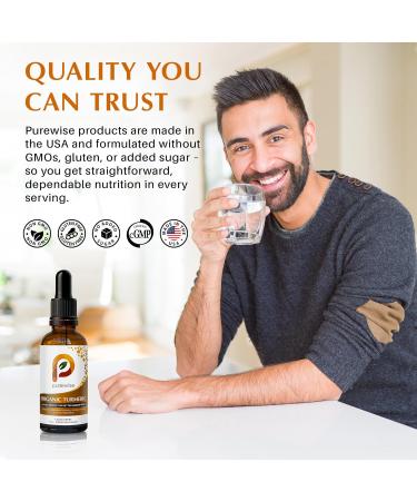 PureWise Organic Turmeric Liquid Drops with Black Pepper Enhanced Absorption Curcumin Joint & Immune Support Ginger & Cinnamon Blend 2 fl oz - Buy Online on GoSupps.com
