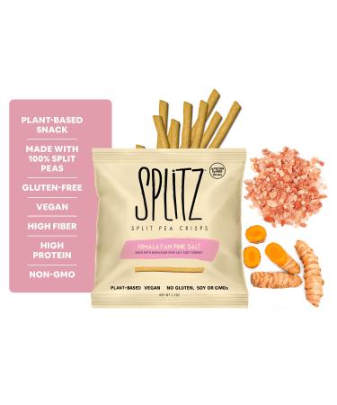 SPLITZ Split Pea Crisps (02 - Himalayan Pink Salt (1.5oz) 16ct) Plant-Based, Organic, Non-GMO, Vegan, Gluten-Free, Superfoods, Healthy Snack for Kids and Adults, High Protein, High Fiber, 110 Calories