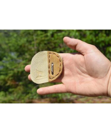 Standing Wolf Moose Leather Archery Finger Tab | Traditional Style Finger Protector (3 Under TAN) | Handmade for Hunting & Target Practice - Buy Online on GoSupps.com