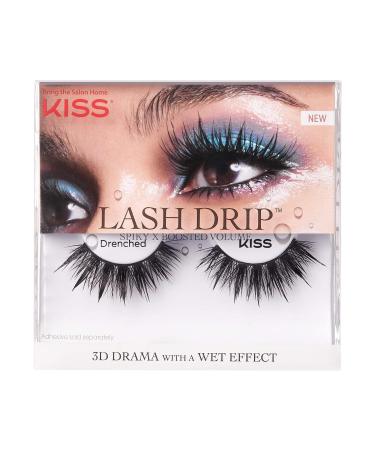 KISS Lash Drip False Eyelashes  Spiky X Boosted Volume  Unique Wet Look Hydrated Effect  Multi-Length Rewearable Fake Eyelashes  Wispy Crisscross Lash Pattern  Style  Drenched   1 Pair - Buy Online on GoSupps.com
