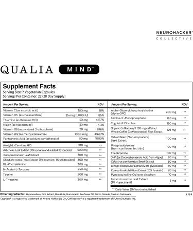 Qualia Mind Nootropic Supplement - Enhanced Memory & Focus Formula with 27+ Brain Boosters - Ginkgo biloba, Alpha GPC, Bacopa Monnieri - 154 Count - Buy Online on GoSupps.com
