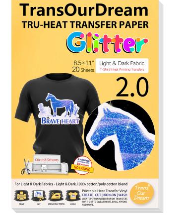TransOurDream Iron on Heat Transfer Paper for Dark T Shirts (20 Sheets  8.5x11 Dark 3.0) Printable HTV Heat Transfer Vinyl for Inkjet & Laserjet Printer  Iron On transfers for T Shirts (TRANS-D3-20)